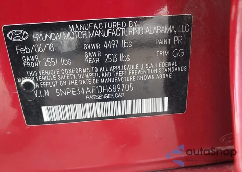 2018 Hyundai Sonata Sel z USA, uszkodzony, nr VIN 5NPE34AF1JH689705